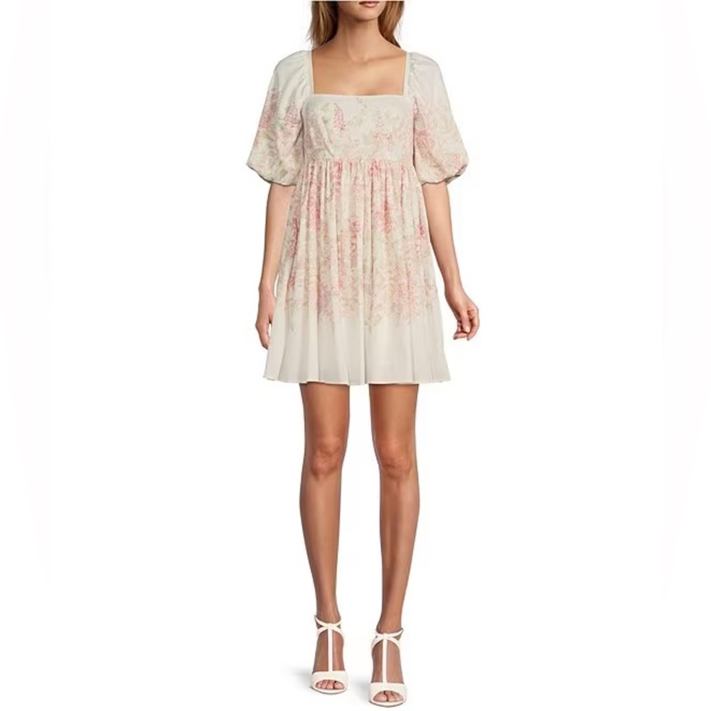 Antonio Melani Karyna Square Neck Puff Sleeve Floral Print Dress-Sz 12-Like New